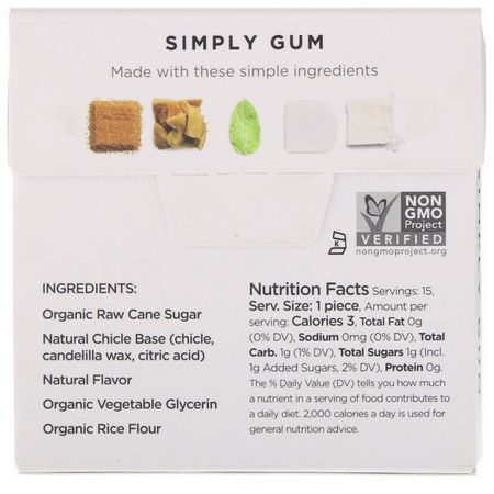 Simply Gum, Spearmint Natural Gum, 15 Pieces:علكة, معينات