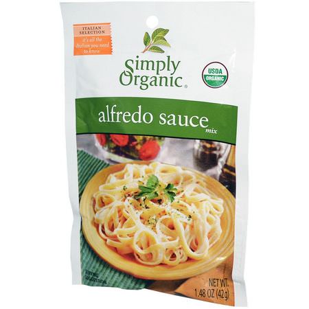 Simply Organic, Alfredo Sauce Mix, 12 Packets, 1.48 oz (42 g) Each:ماء مالح, صلصات