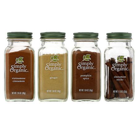 Simply Organic Cinnamon Spices Ginger Spices - بهارات الزنجبيل, بهارات القرفة, الأعشاب