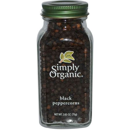 Simply Organic, Black Peppercorns, 2.65 oz (75 g):فلفل, بهارات