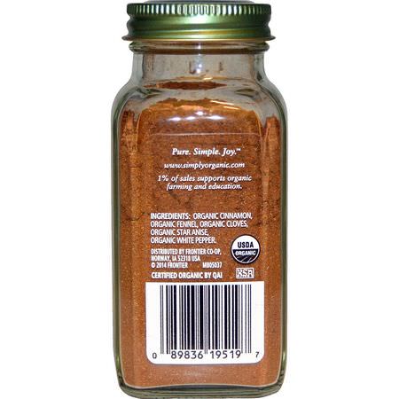 Simply Organic, Five Spice Powder, 2.01 oz (57 g):Spice, أعشاب
