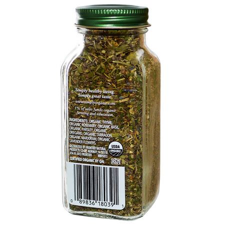 Simply Organic, Herbes De Provence, 1.00 oz (28 g):Spice, أعشاب