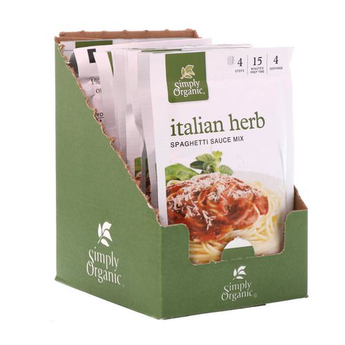 Simply Organic, Italian Herb Spaghetti Sauce Mix, 12 Packets, 1.31 oz (37 g) Each فوائد