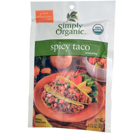 Simply Organic, Spicy Taco Seasoning, 12 Packets, 1.13 oz (32 g) Each:Spice, أعشاب