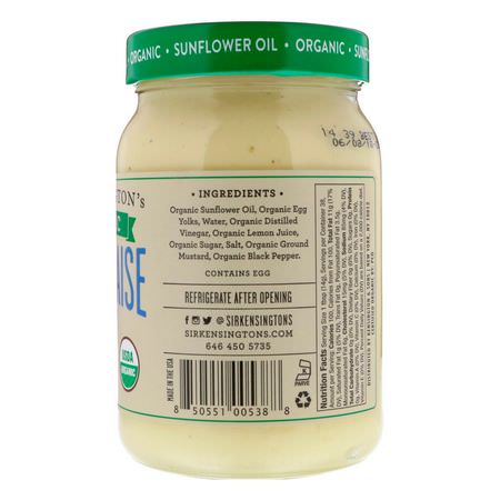 Sir Kensington's, Organic, Mayonnaise, 16 fl oz (473 ml):الماي,نيز ,الخل