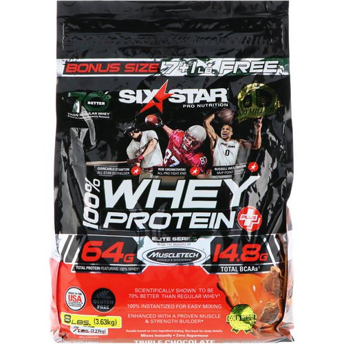 Six Star, Elite Series, 100% Whey Protein Plus, Triple Chocolate, 8 lbs (3.63 kg) فوائد
