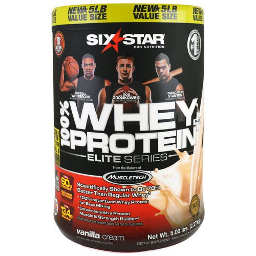 Six Star, Elite Series, 100% Whey Protein Plus, Vanilla Cream, 5.00 lbs (2.27 kg) فوائد