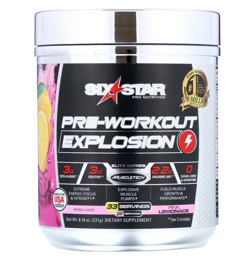 Six Star, Pre-Workout Explosion, Pink Lemonade, 8.16 oz (231 g) فوائد