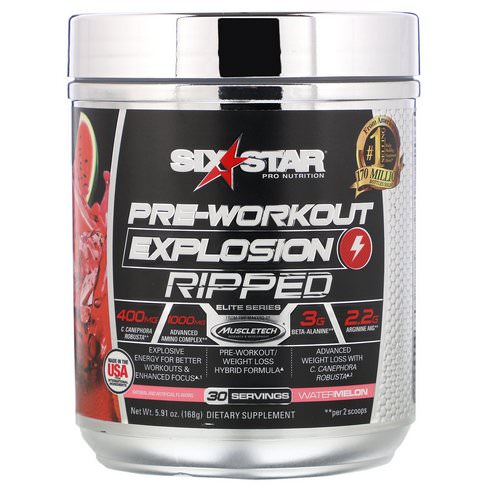 Six Star, Pre-Workout Explosion Ripped, Watermelon, 5.91 oz (168 g) فوائد