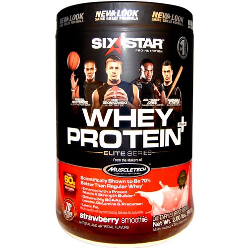 Six Star, Whey Protein+, Elite Series, Strawberry Smoothie, 2.00 lbs (907 g) فوائد