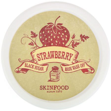 Skinfood, Black Sugar, Strawberry Mask Wash Off, 100 g:الدعك, المقشرات