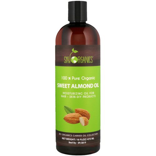 Sky Organics, 100% Pure Organic, Sweet Almond Oil, 16 fl oz (473 ml) فوائد