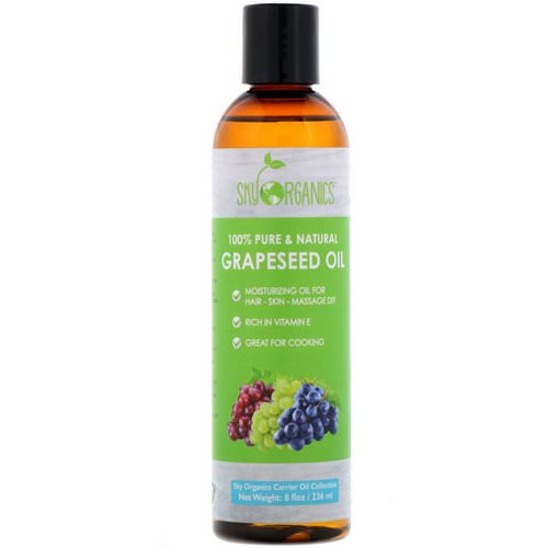 Sky Organics, Grapeseed Oil, 100% Pure & Natural, 8 fl oz (236 ml) فوائد