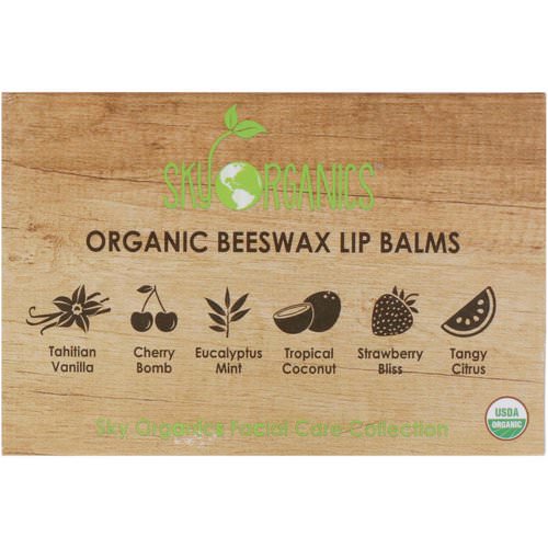 Sky Organics, Organic Beeswax Lip Balms Set, 6 Pack, .15 oz (4.25 g) Each فوائد