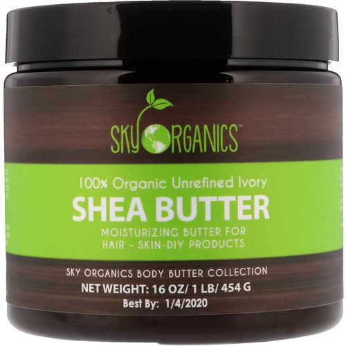 Sky Organics, Shea Butter, 100% Organic Unrefined Ivory, 16 fl oz (454 g) فوائد