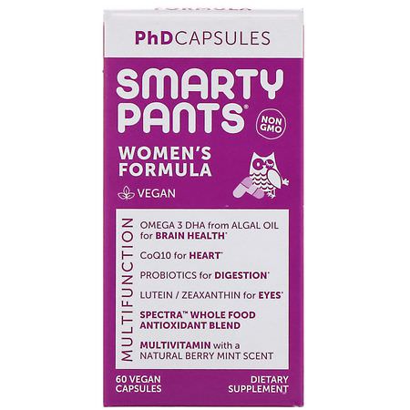SmartyPants, PhD Capsules, Women's Formula, 60 Vegan Capsules:الفيتامينات المتعددة للنساء, صحة المرأة