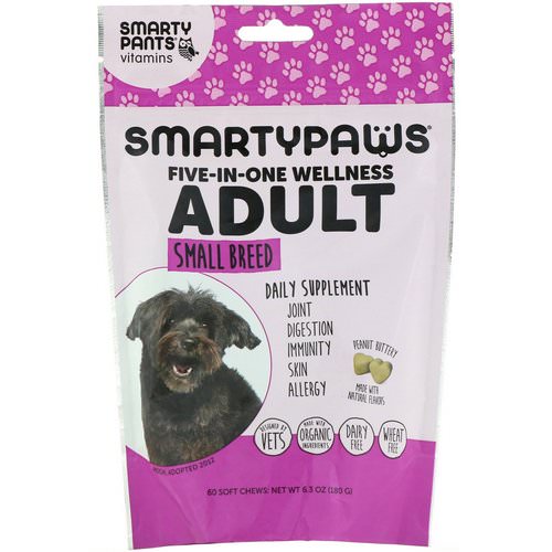 SmartyPants, SmartyPaws, Five-In-One Wellness, Adult, Small Breed, 60 Soft Chews فوائد