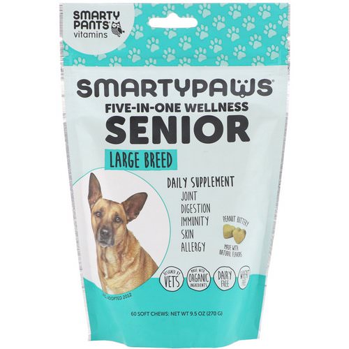 SmartyPants, SmartyPaws, Five-In-One Wellness, Senior, Large Breed, 60 Soft Chews فوائد