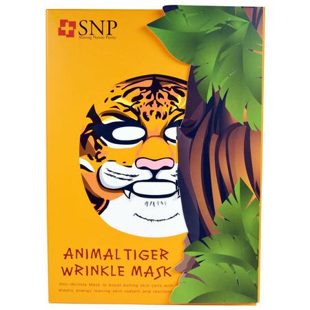 SNP, Animal Tiger Wrinkle Mask, 10 Masks x (25 ml) Each:أقنعة مضادة للشيخ,خة, أقنعة K-جمال لل,جه