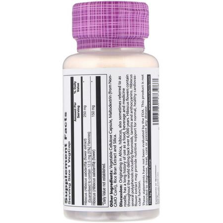 Solaray, Hibiscus Flower Extract, 250 mg, 60 Vegcaps:المعالجة المثلية, الأعشاب