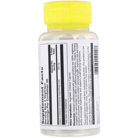 Solaray, Organically Grown Echinacea, 450 mg, 100 VegCaps:أنفلونزا, سعال