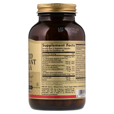 Solgar, Advanced Antioxidant Formula, 120 Vegetable Capsules:مضادات الأكسدة ,مضادات الأكسدة