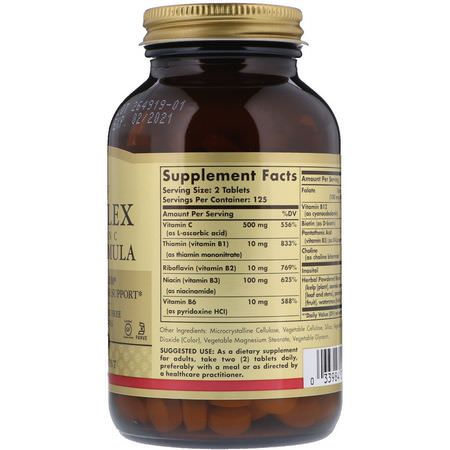 Solgar, B-Complex with Vitamin C Stress Formula, 250 Tablets:تهدئة, مجمع فيتامين ب