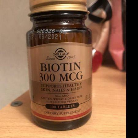 Solgar, Biotin, 300 mcg, 100 Tablets: البي,تين, الأظافر
