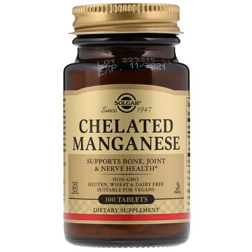 Solgar, Chelated Manganese, 100 Tablets فوائد