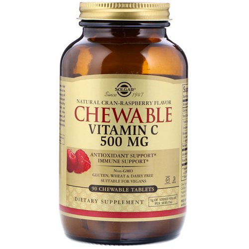 Solgar, Chewable Vitamin C, Natural Cran-Raspberry Flavor, 500 mg, 90 Chewable Tablets فوائد