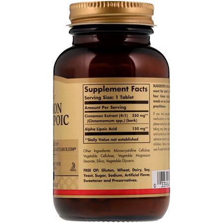 Solgar, Cinnamon Alpha Lipoic Acid, 60 Tablets:أعشاب القرفة ,ال,زن