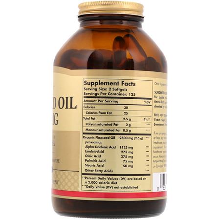 Solgar, Flaxseed Oil, 1,250 mg, 250 Softgels:مكملات بذ,ر الكتان, Omegas EPA DHA