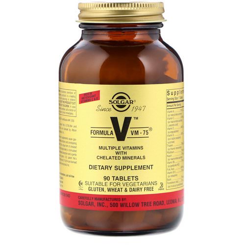 Solgar, Formula V, VM-75, Multiple Vitamins with Chelated Minerals, 90 Tablets فوائد
