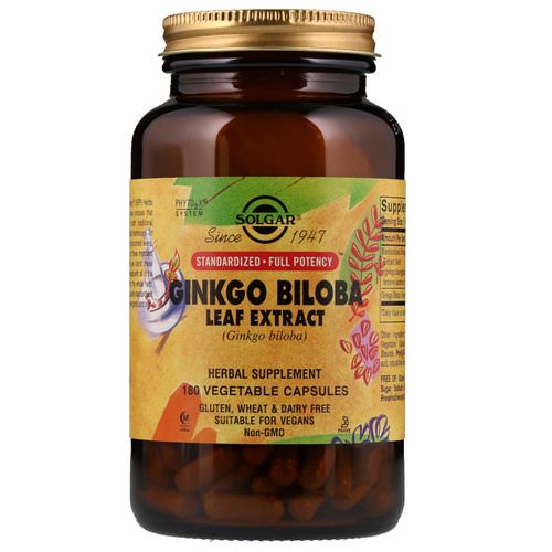 Solgar, Ginkgo Biloba Leaf Extract, 180 Vegetable Capsules فوائد
