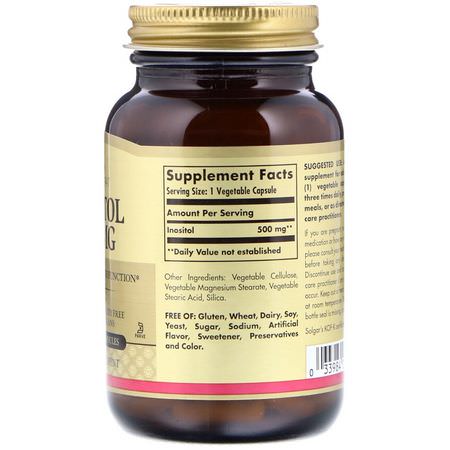 Solgar, Inositol, 500 mg, 100 Vegetable Capsules:Inositol, فيتامين B