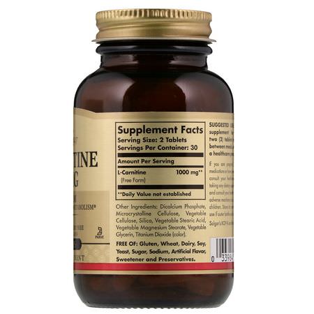 Solgar, L-Carnitine, 500 mg, 60 Tablets:L-Carnitine,الأحماض الأمينية