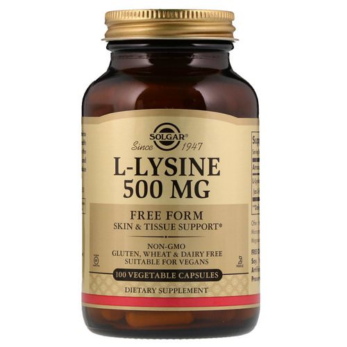 Solgar, L-Lysine, Free Form, 500 mg, 100 Vegetable Capsules فوائد