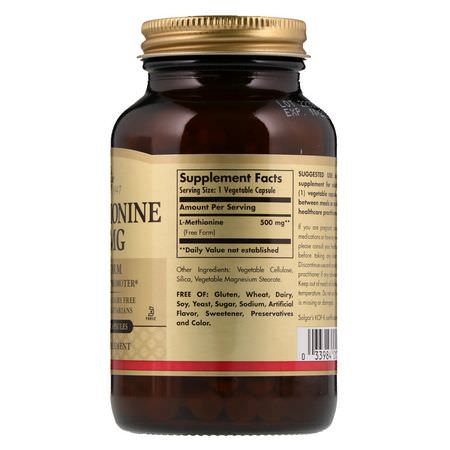 Solgar, L-Methionine, 500 mg, 90 Vegetable Capsules:L-Methionine,الأحماض الأمينية
