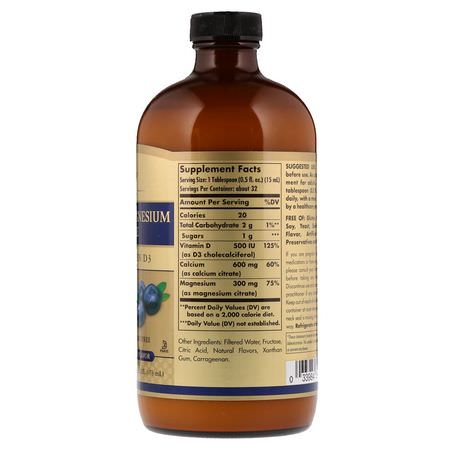 Solgar, Liquid Calcium Magnesium Citrate with Vitamin D3, Natural Blueberry, 16 fl oz (473 ml):الكالسي,م ,المعادن