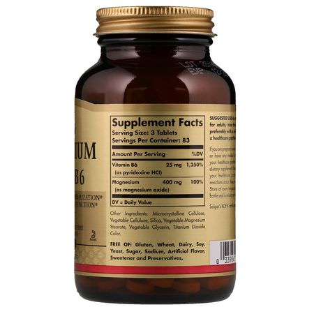 Solgar, Magnesium, with Vitamin B6, 250 Tablets:المغنيسي,م ,المعادن