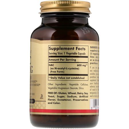 Solgar, NAC, 600 mg, 120 Vegetable Capsules:N-Acetyl Cysteine ​​NAC, مضادات الأكسدة