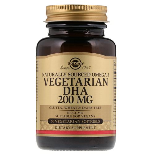 Solgar, Naturally Sourced Omega-3, Vegetarian DHA, 200 mg, 50 Vegetarian Softgels فوائد