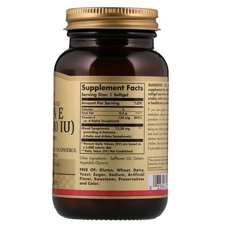 Solgar, Naturally Sourced Vitamin E, 134 mg (200 IU), 100 Softgels:فيتامين E, الفيتامينات