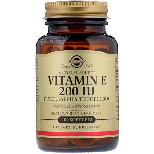 Solgar, Naturally Sourced Vitamin E, 200 IU, 100 Softgels فوائد