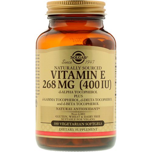 Solgar, Naturally Sourced Vitamin E, 268 mg (400 IU), 100 Vegetarian Softgels فوائد