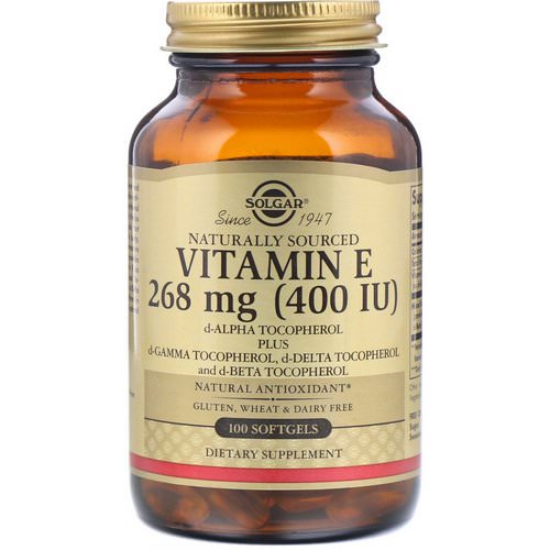 Solgar, Naturally Sourced Vitamin E, 400 IU, 100 Softgels فوائد