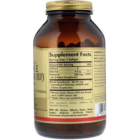 Solgar, Naturally Sourced Vitamin E, 400 IU, 250 Softgels:فيتامين E, الفيتامينات