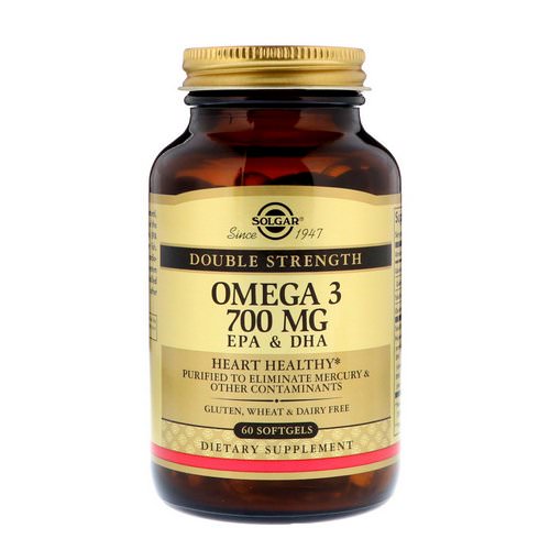 Solgar, Omega-3, EPA & DHA, Double Strength, 700 mg, 60 Softgels فوائد