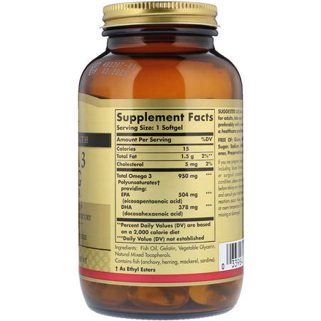 Solgar, Omega-3, EPA & DHA, Triple Strength, 950 mg, 100 Softgels:زيت السمك أوميغا 3, EPA DHA
