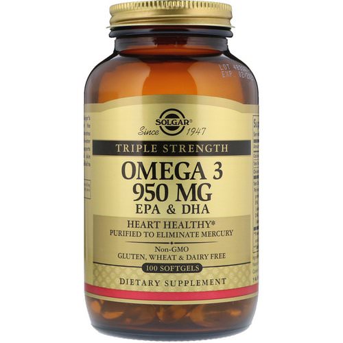 Solgar, Omega-3, EPA & DHA, Triple Strength, 950 mg, 100 Softgels فوائد